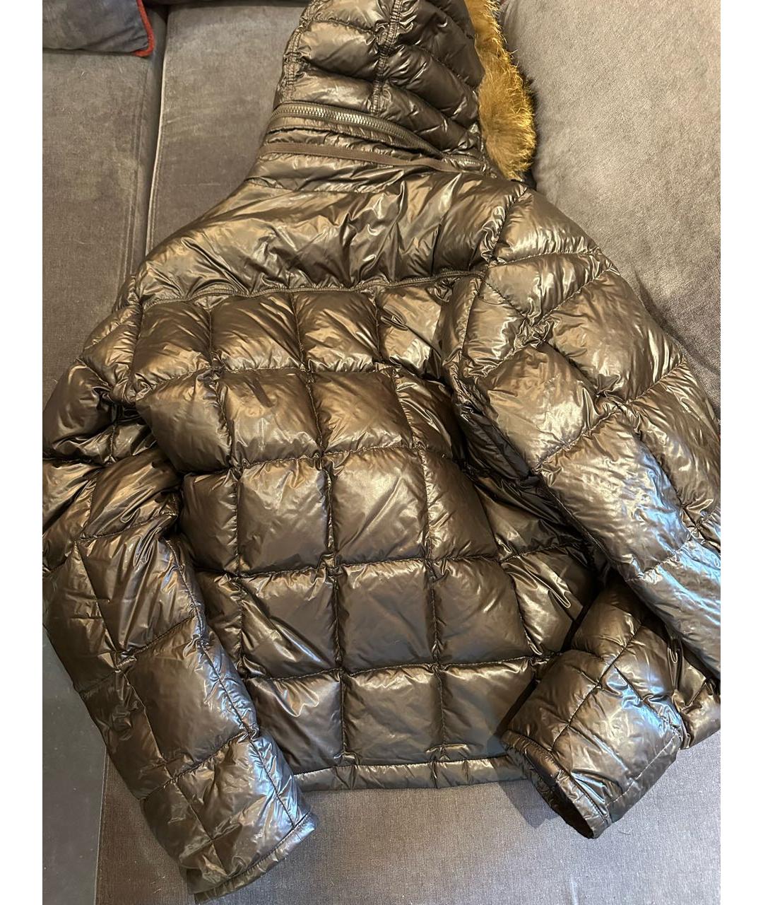 MONCLER Коричневый полиамидовый пуховик, фото 2