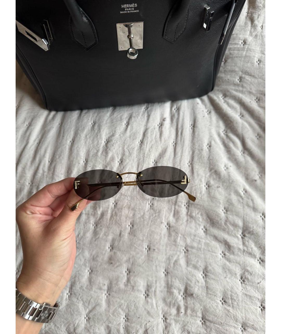 FENDI Антрацитовые металлические солнцезащитные очки, фото 5