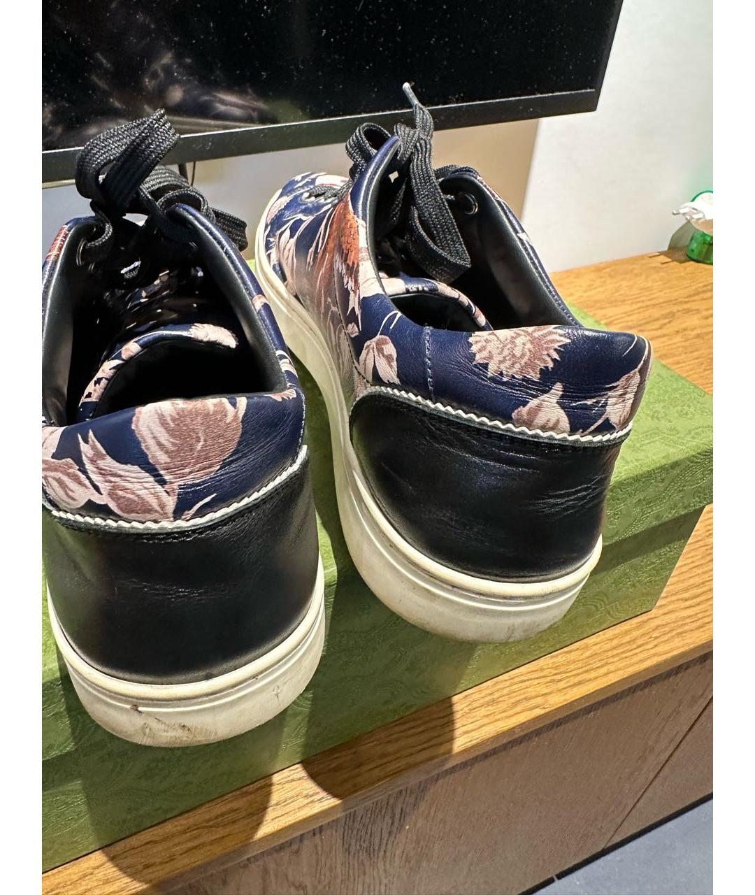 DOLCE&GABBANA Темно-синие кожаные низкие кроссовки / кеды, фото 7