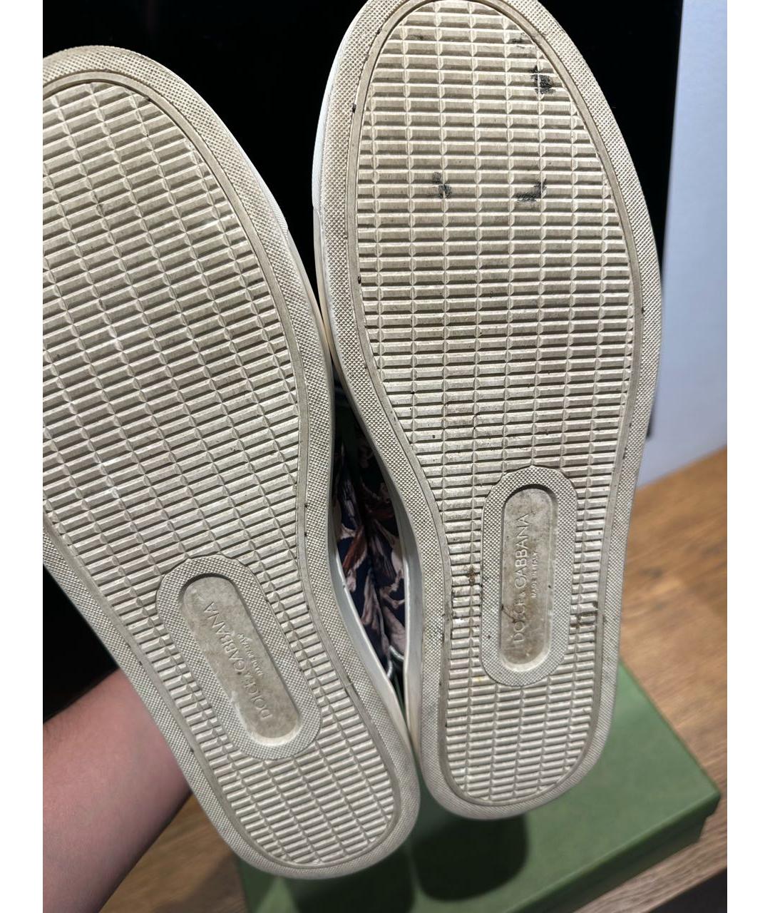 DOLCE&GABBANA Темно-синие кожаные низкие кроссовки / кеды, фото 6