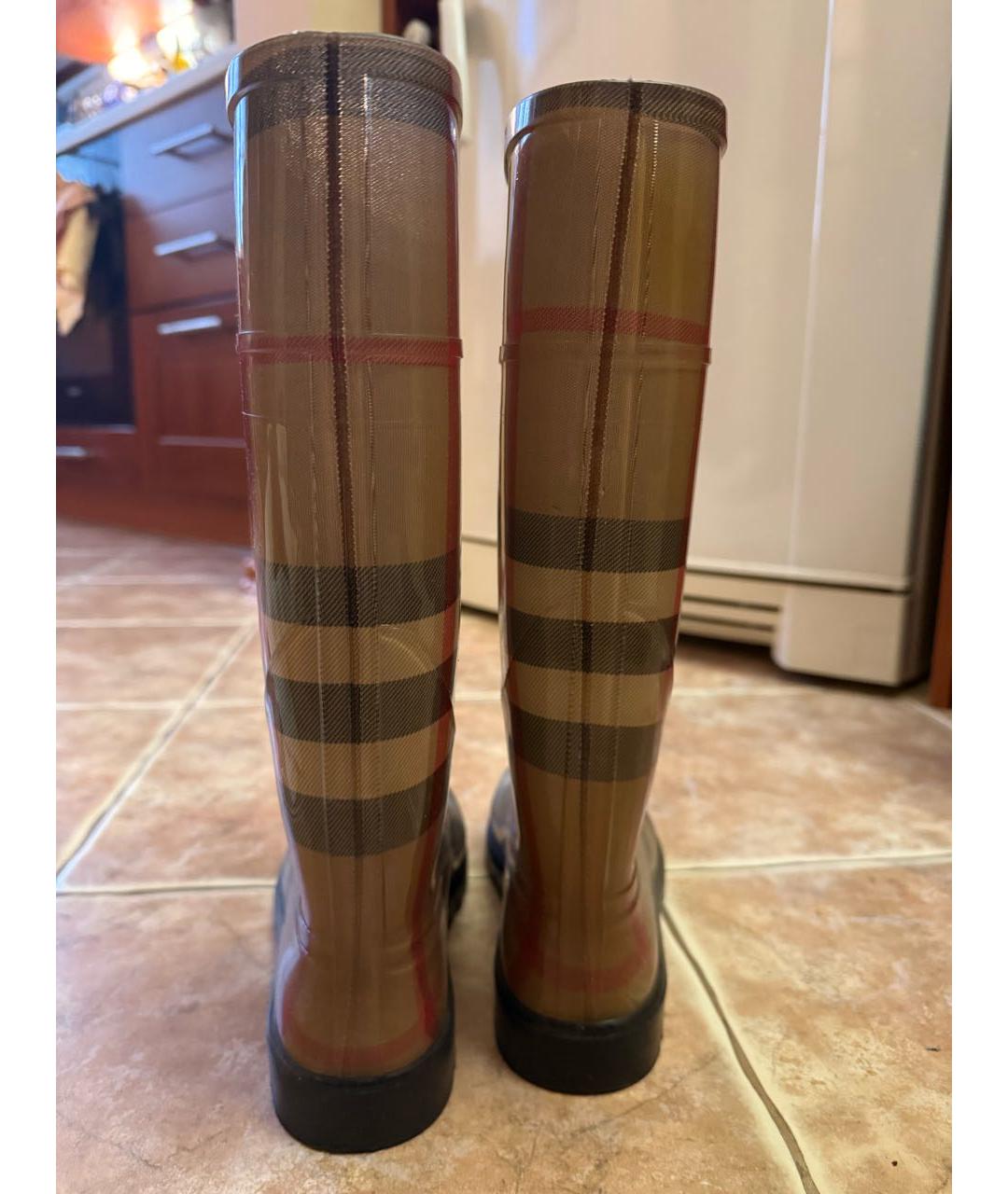 BURBERRY Бежевые резиновые сапоги, фото 4
