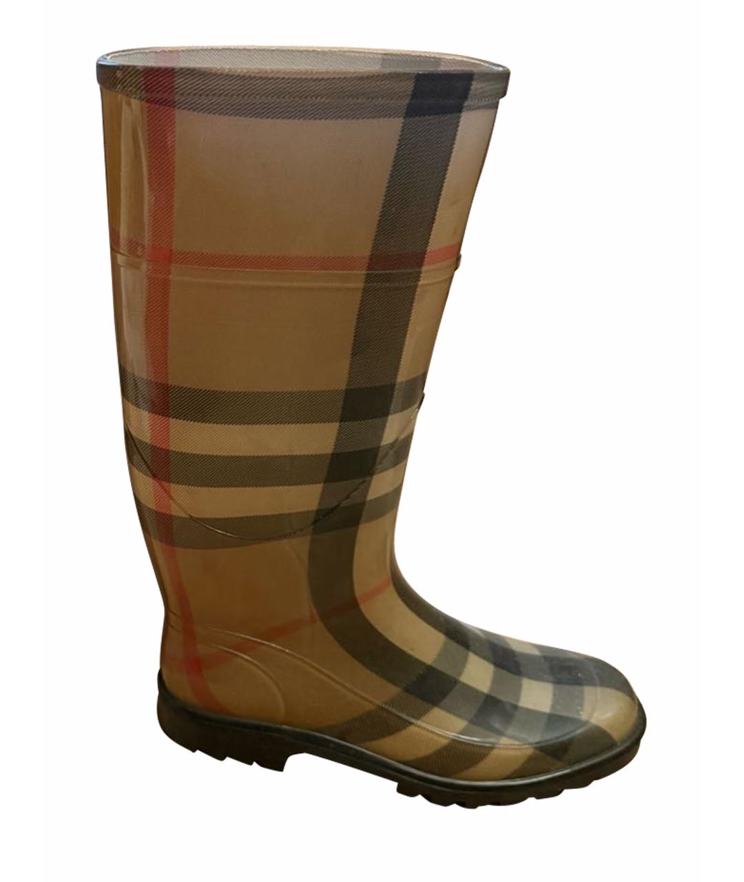 BURBERRY Бежевые резиновые сапоги, фото 1