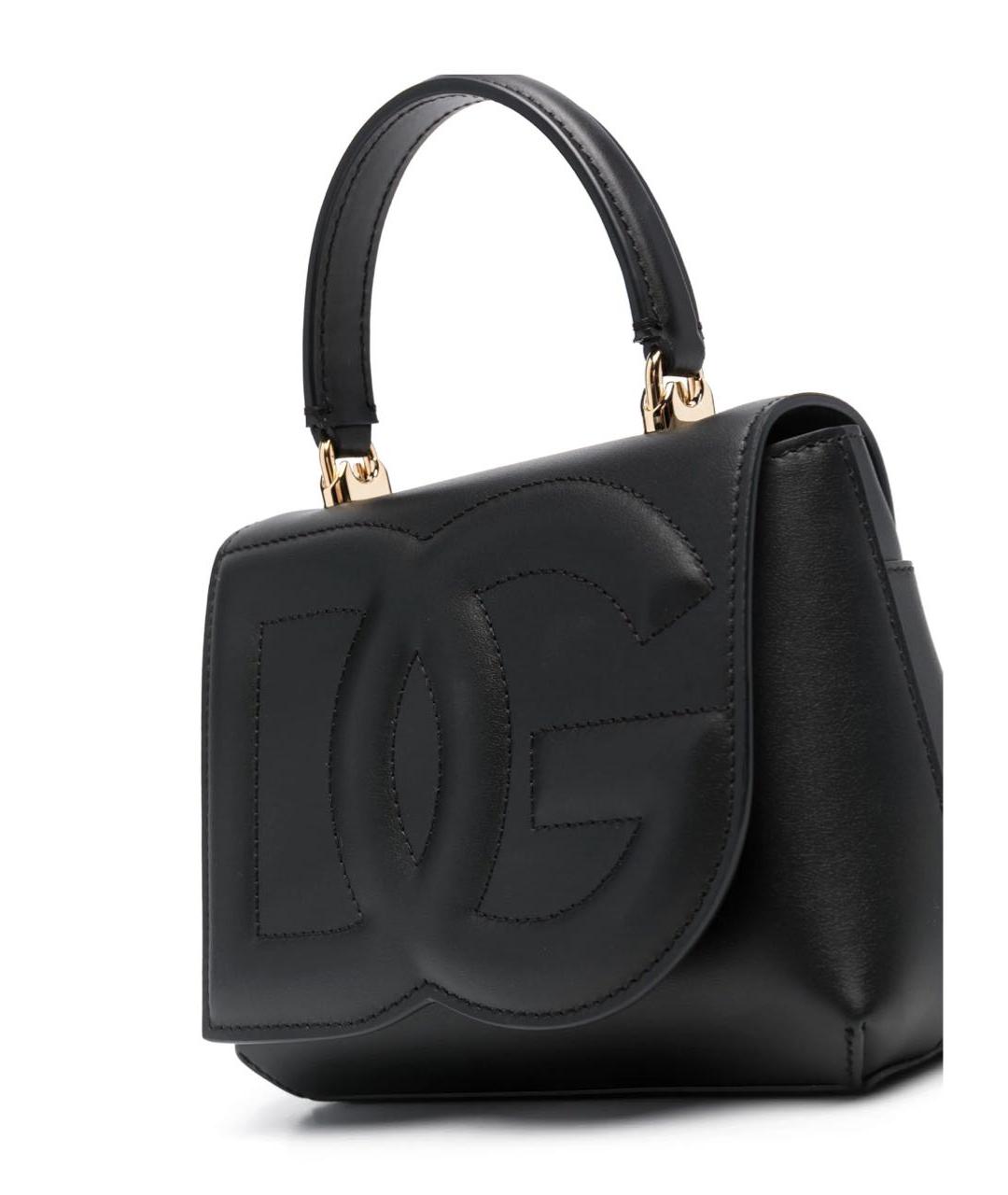 DOLCE&GABBANA Черная кожаная сумка с короткими ручками, фото 4