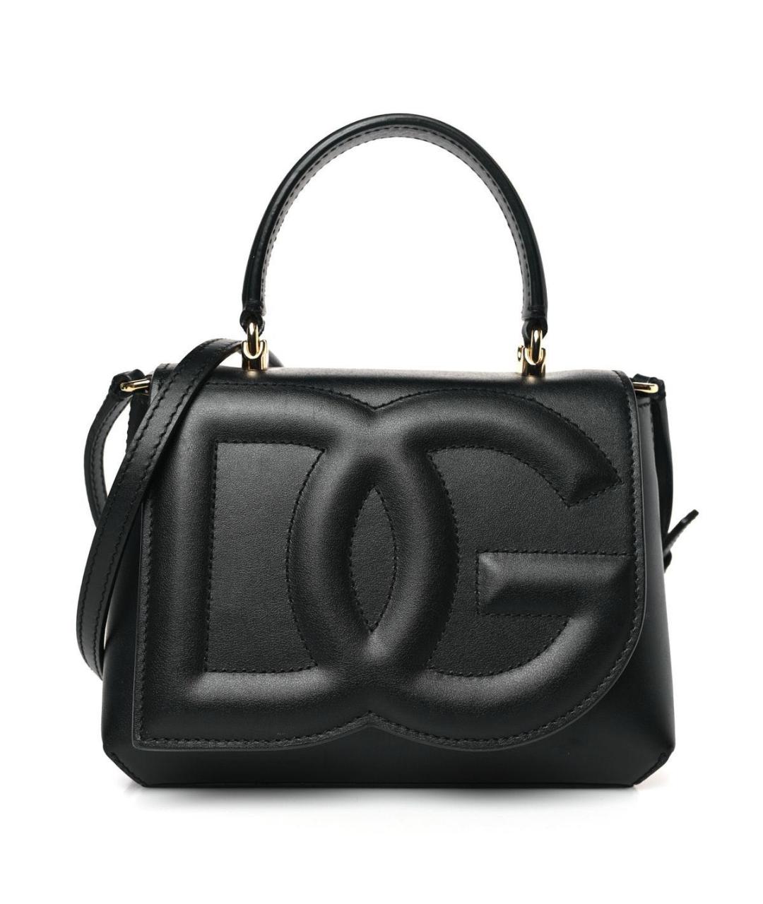 DOLCE&GABBANA Черная кожаная сумка с короткими ручками, фото 1