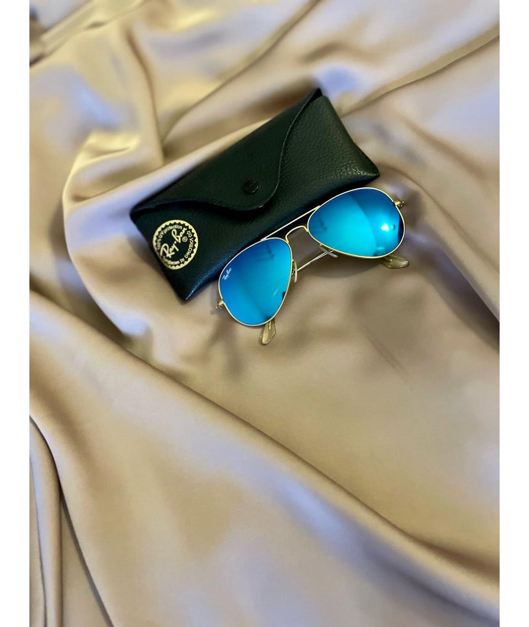 RAY BAN Голубые металлические солнцезащитные очки, фото 3