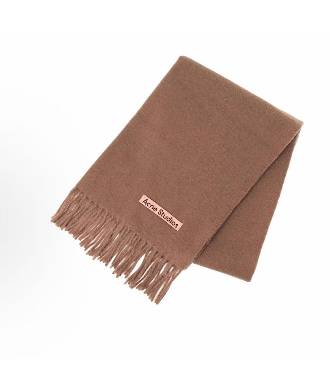 ACNE STUDIOS Коричневый кашемировый шарф, фото 3