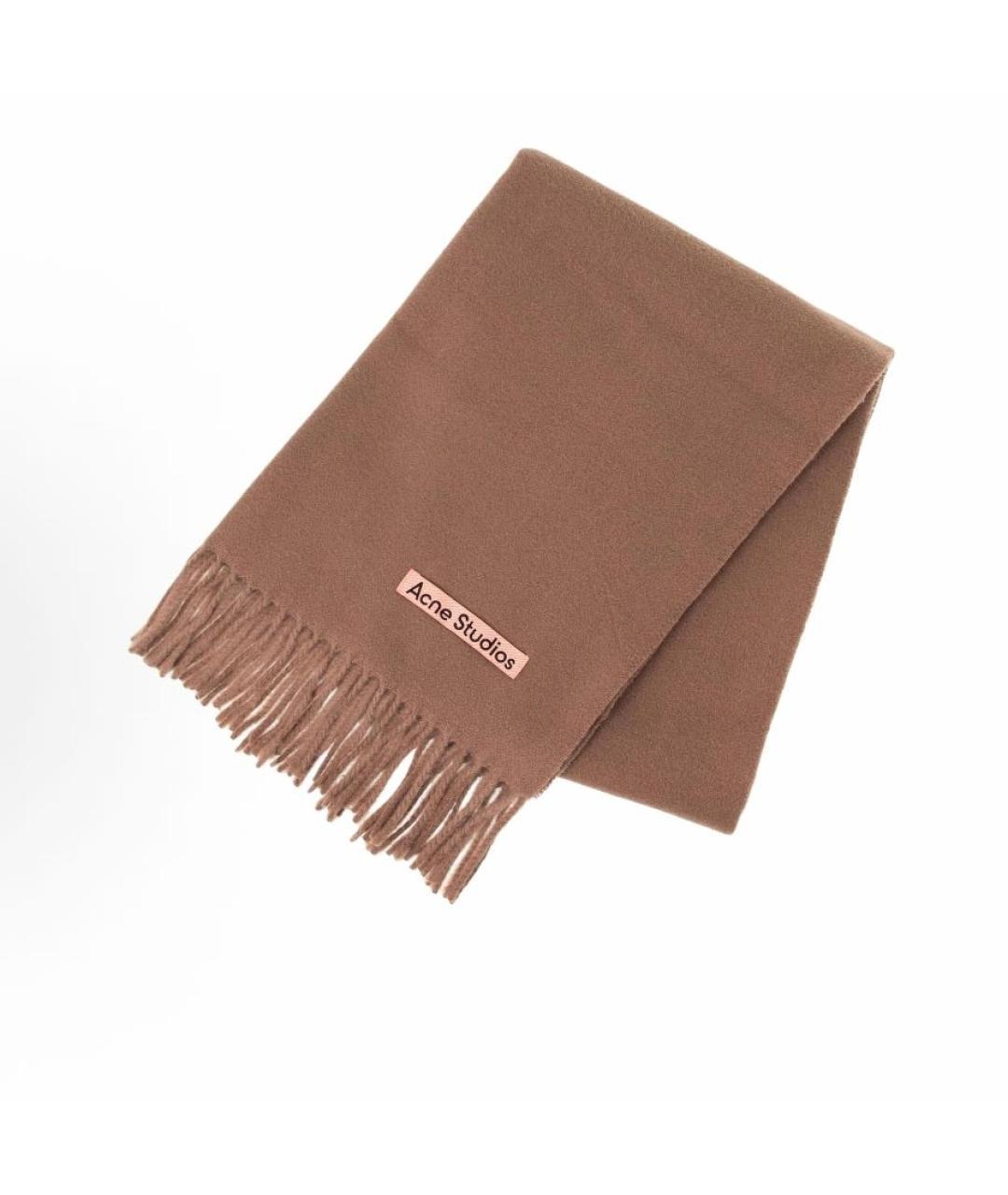 ACNE STUDIOS Коричневый кашемировый шарф, фото 3