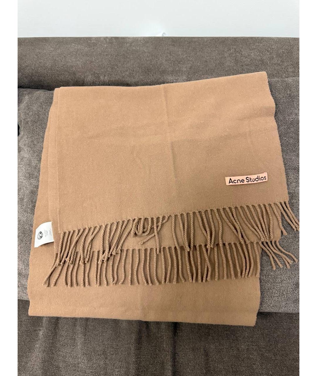 ACNE STUDIOS Коричневый кашемировый шарф, фото 4