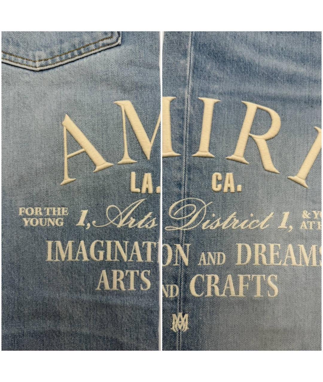AMIRI Голубые хлопковые прямые джинсы, фото 8