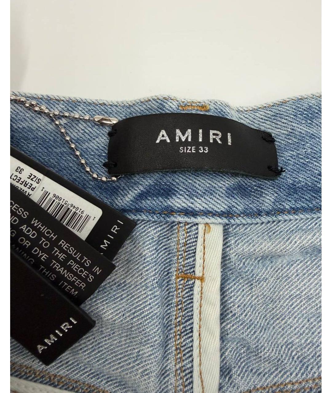 AMIRI Голубые хлопковые прямые джинсы, фото 5