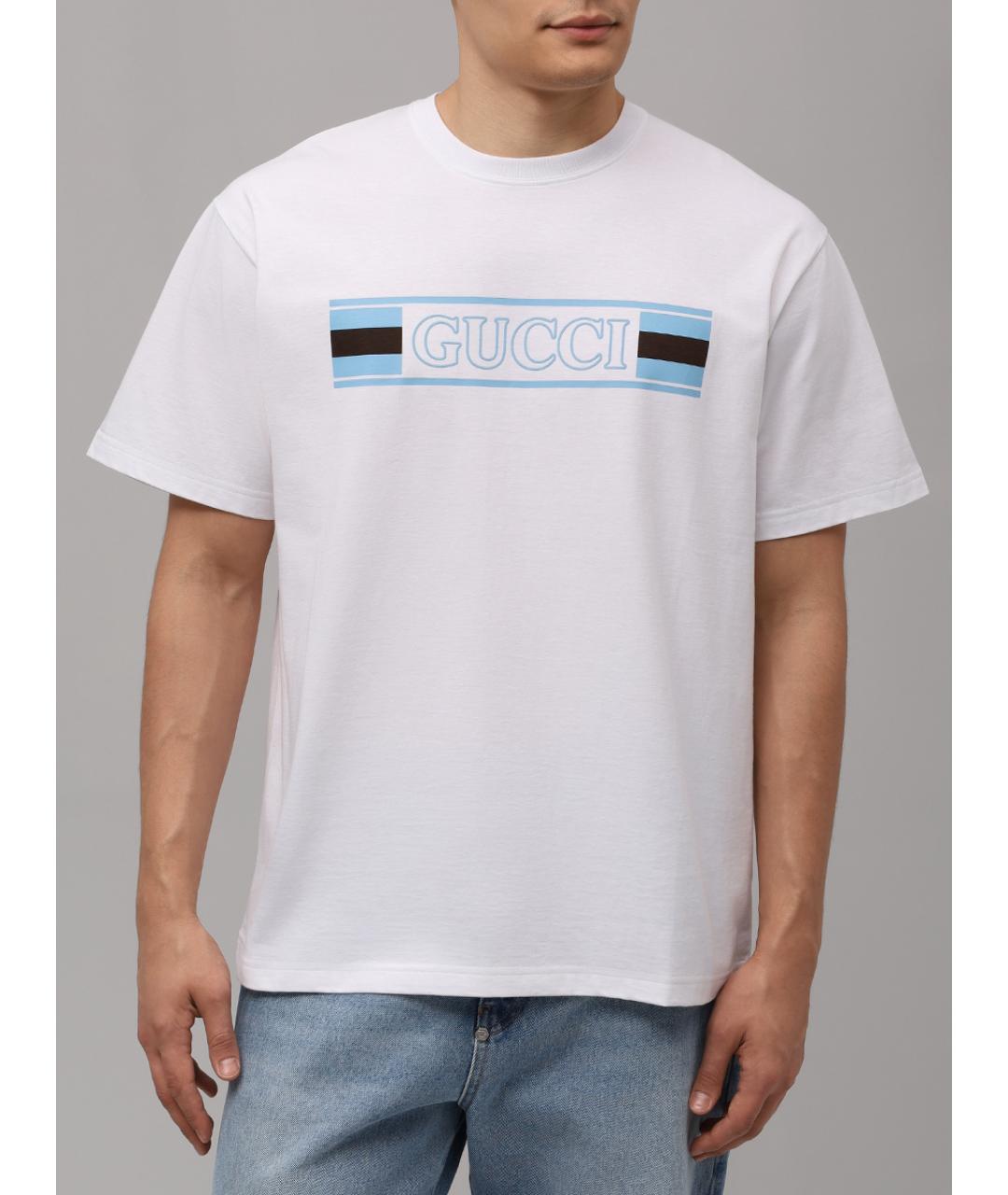 GUCCI Белая хлопковая футболка, фото 4