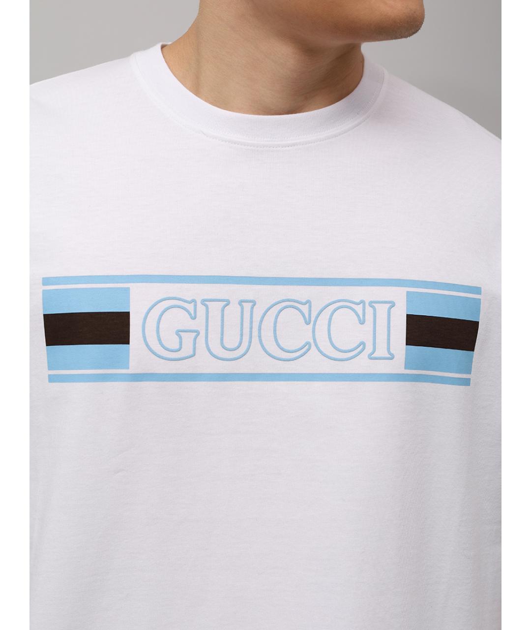 GUCCI Белая хлопковая футболка, фото 5