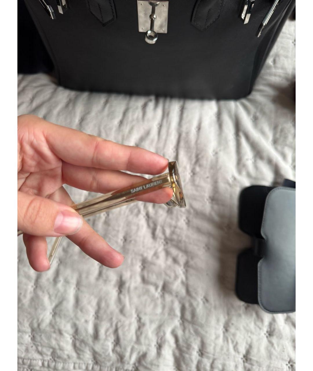 SAINT LAURENT Бежевые пластиковые солнцезащитные очки, фото 3
