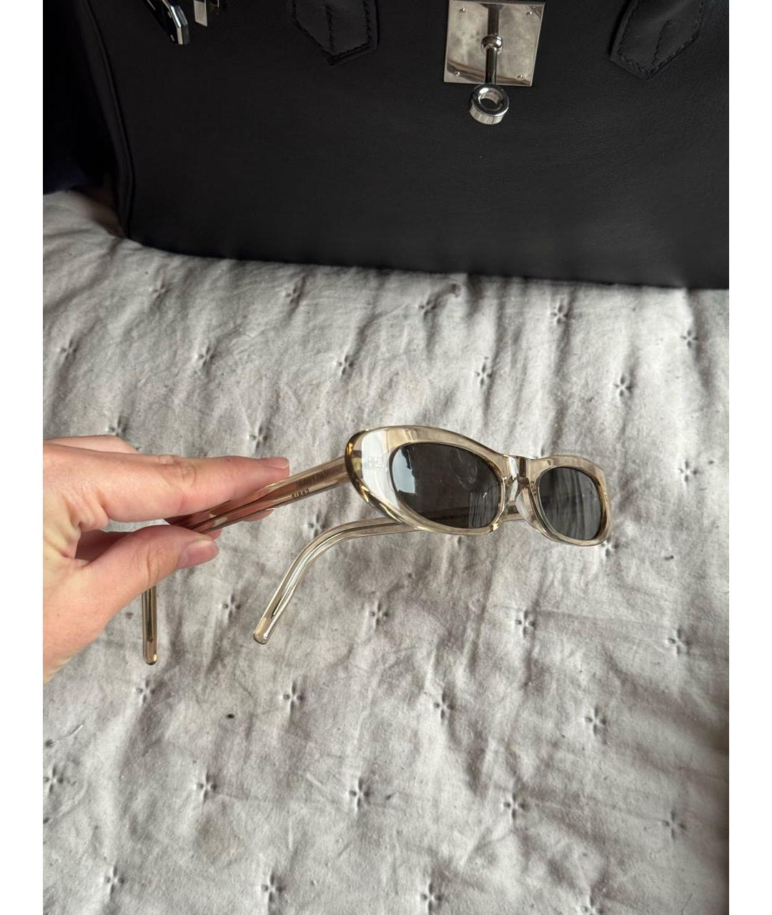SAINT LAURENT Бежевые пластиковые солнцезащитные очки, фото 2