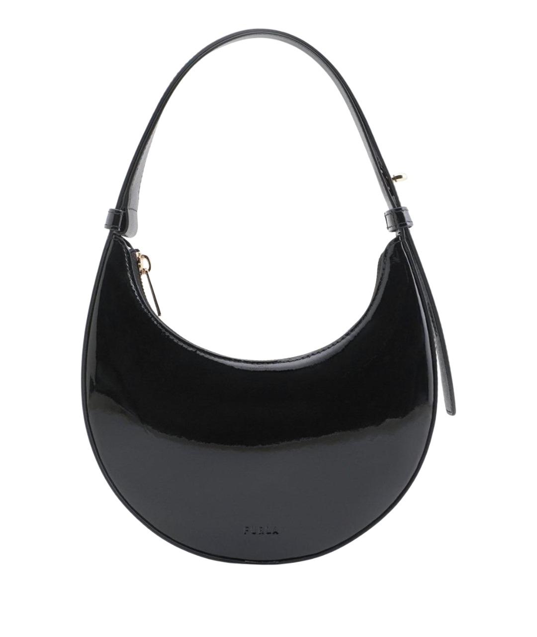 FURLA Черная сумка с короткими ручками из лакированной кожи, фото 1