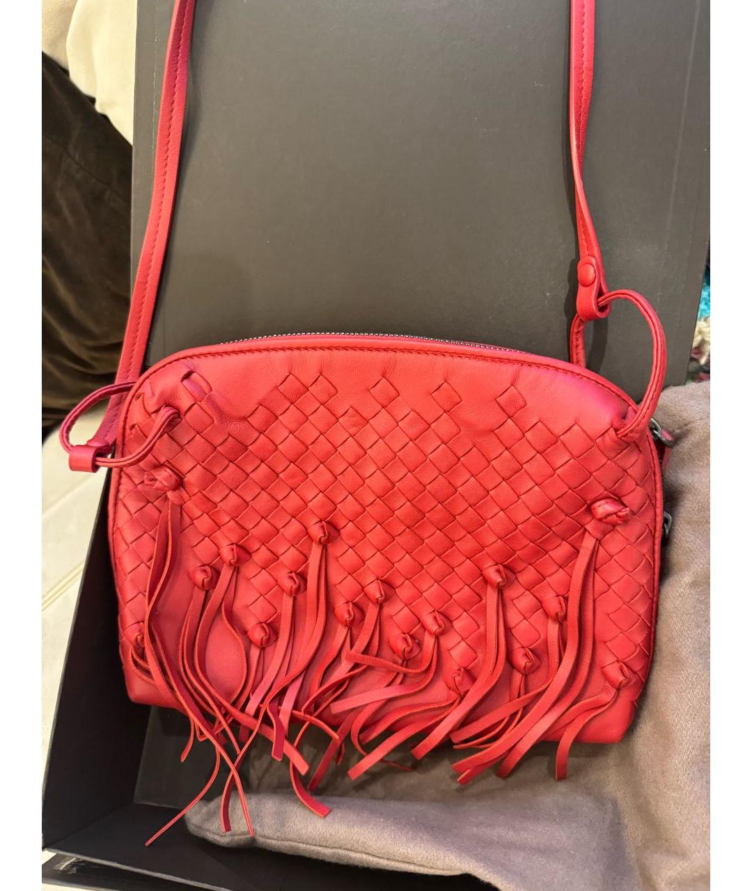 BOTTEGA VENETA Красная кожаная сумка через плечо, фото 2