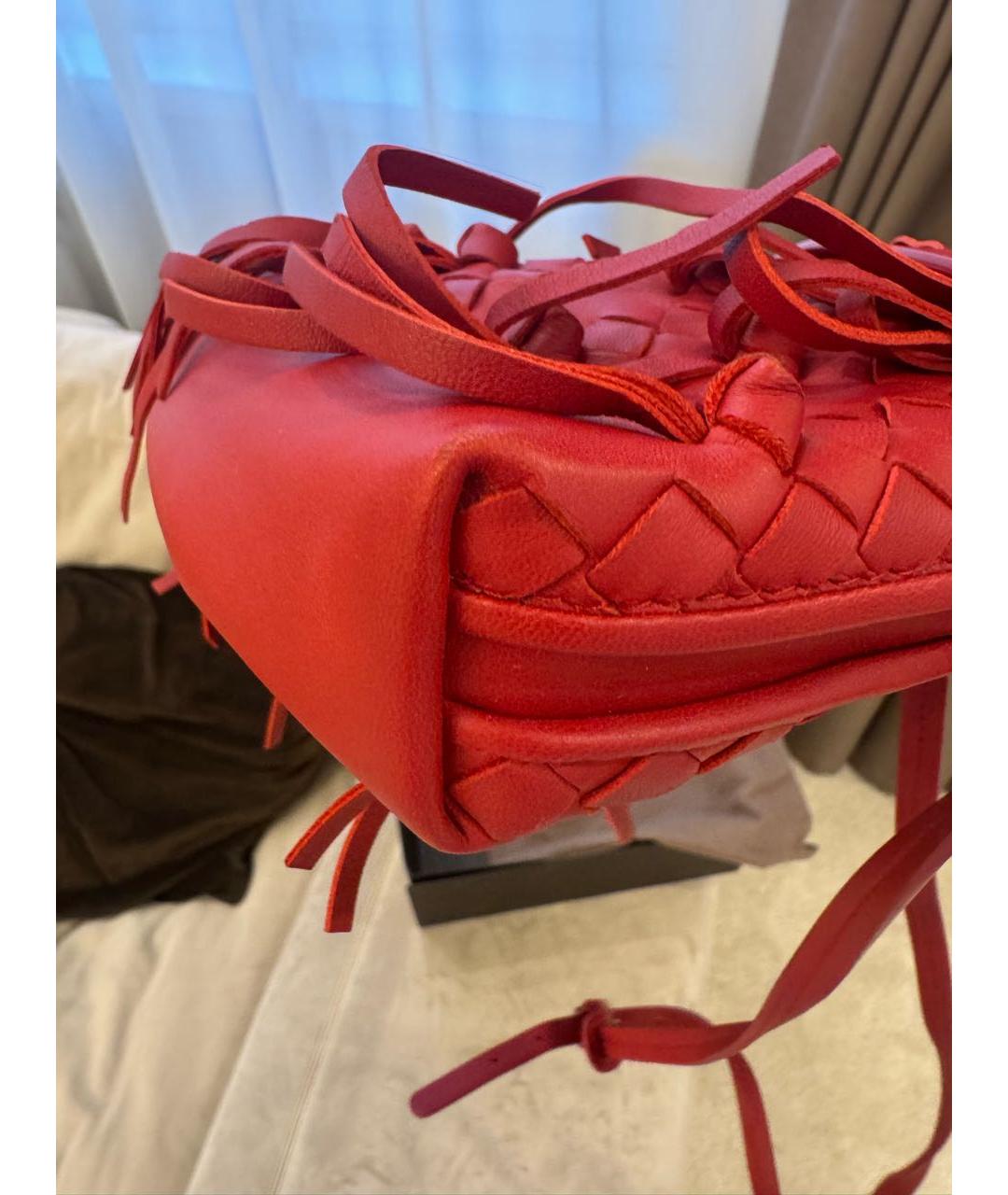 BOTTEGA VENETA Красная кожаная сумка через плечо, фото 4