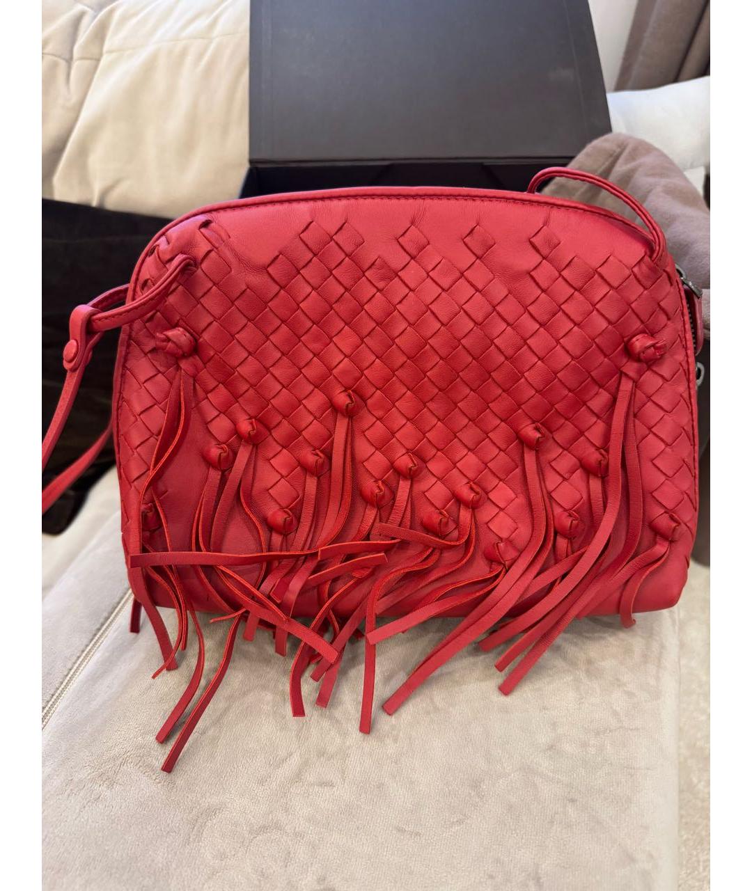 BOTTEGA VENETA Красная кожаная сумка через плечо, фото 8