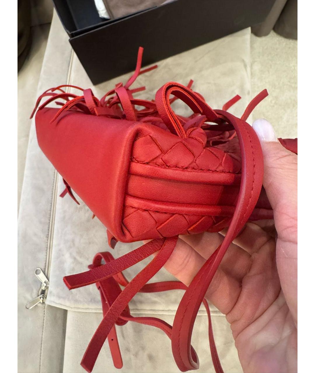 BOTTEGA VENETA Красная кожаная сумка через плечо, фото 5