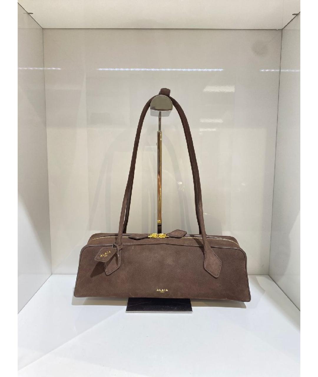 ALAIA Коричневая замшевая сумка с короткими ручками, фото 2