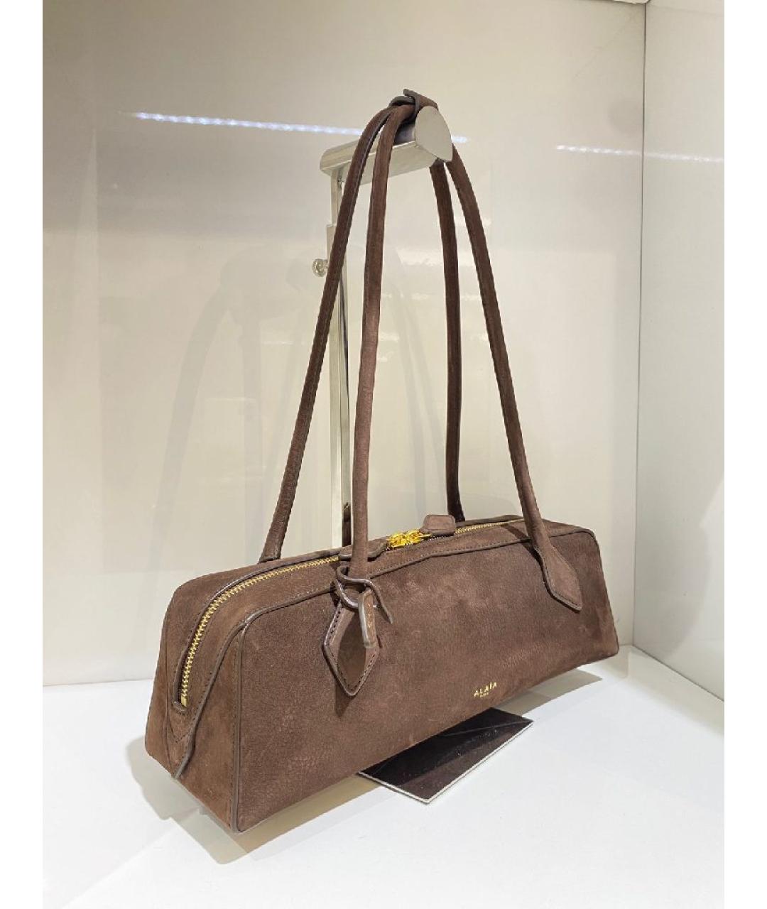 ALAIA Коричневая замшевая сумка с короткими ручками, фото 3