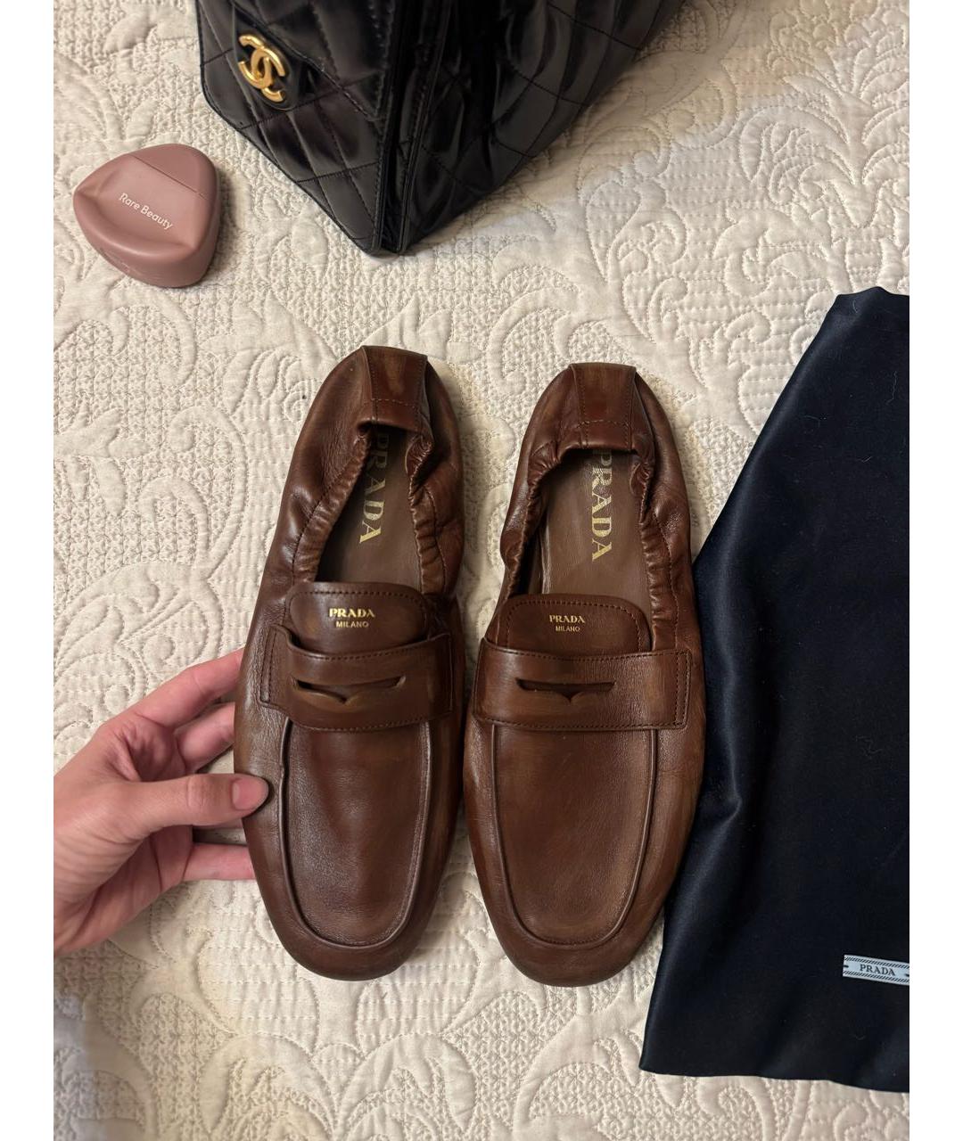 PRADA Коричневые кожаные лоферы, фото 2