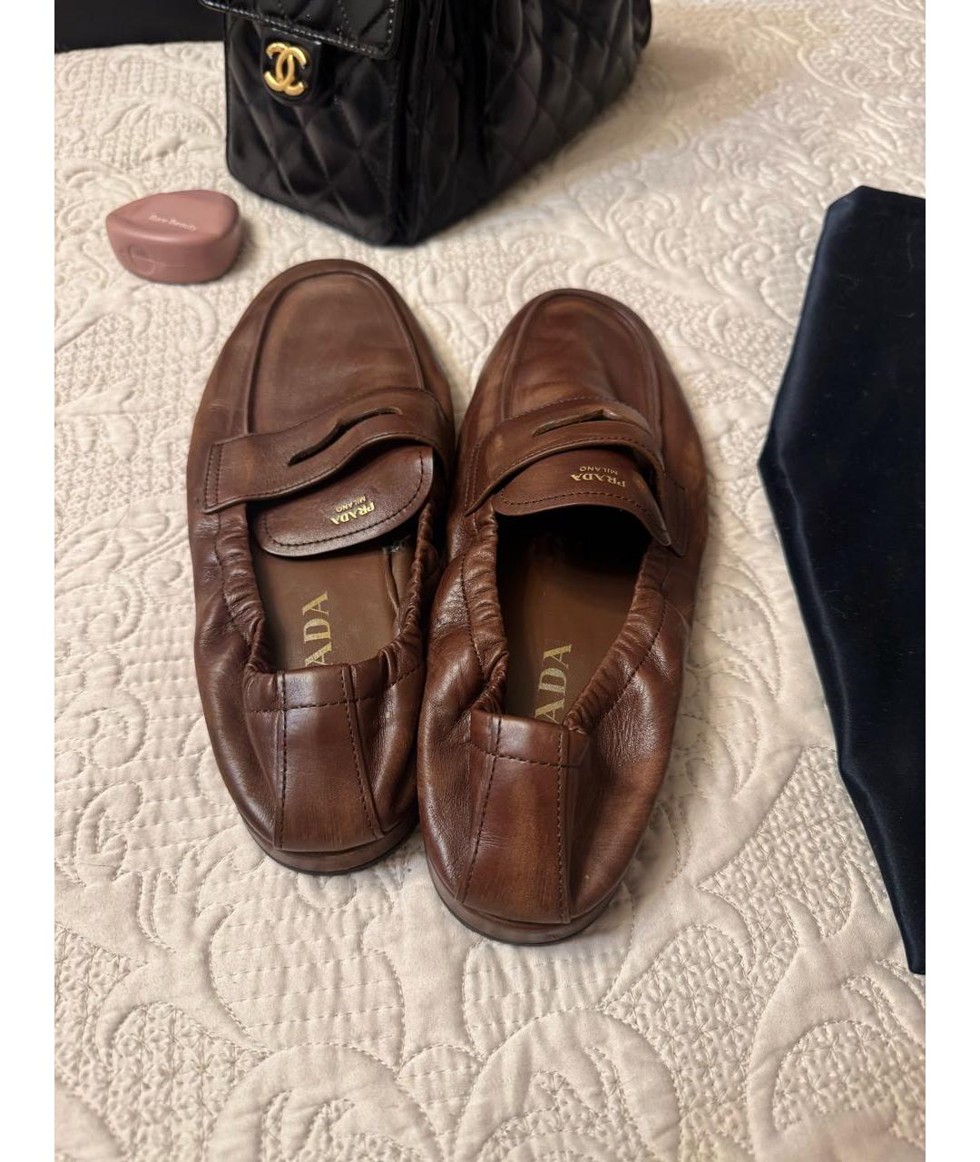 PRADA Коричневые кожаные лоферы, фото 4