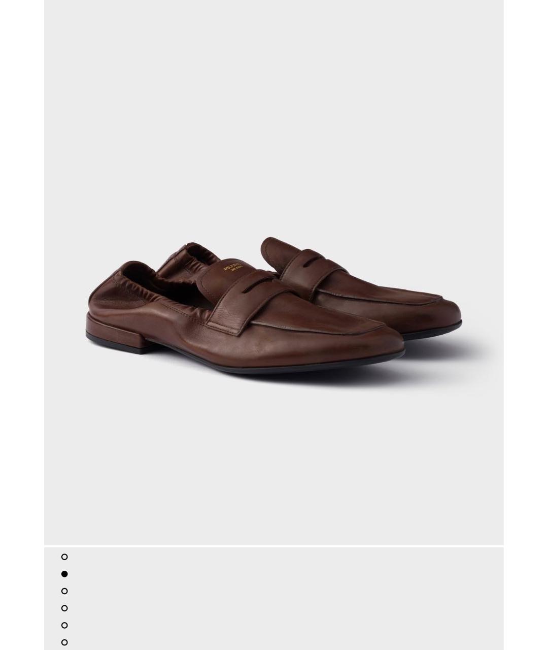 PRADA Коричневые кожаные лоферы, фото 5