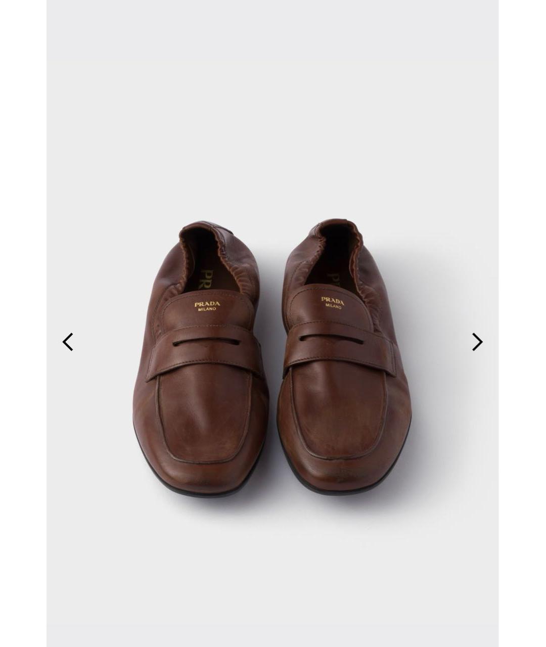 PRADA Коричневые кожаные лоферы, фото 3