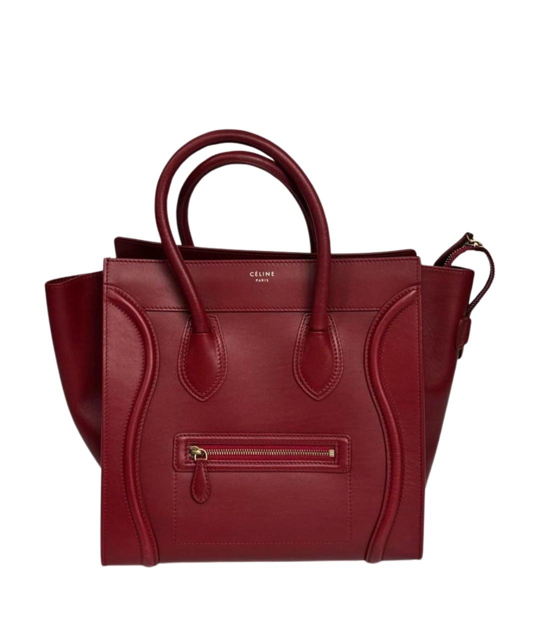 CELINE Бордовая кожаная сумка тоут, фото 1