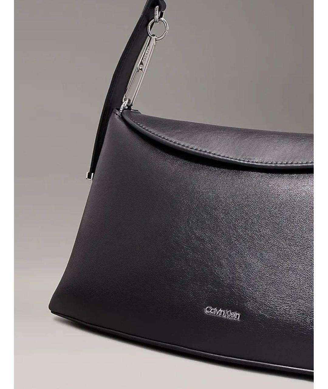 CALVIN KLEIN Черная кожаная сумка через плечо, фото 2