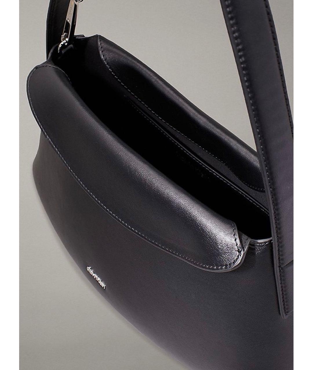 CALVIN KLEIN Черная кожаная сумка через плечо, фото 4