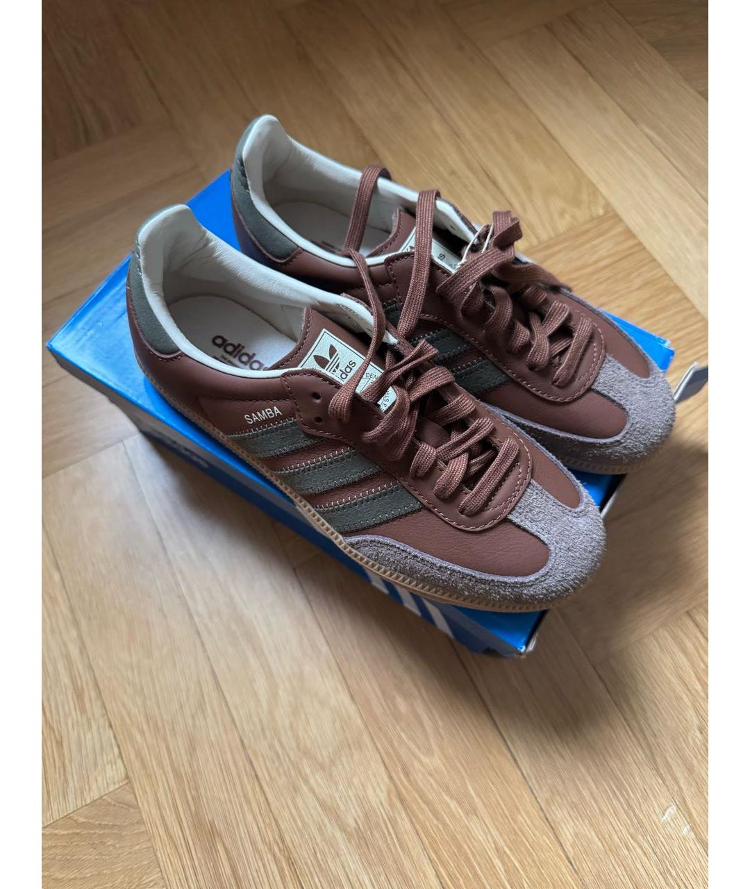 ADIDAS Коричневые кожаные кроссовки, фото 2