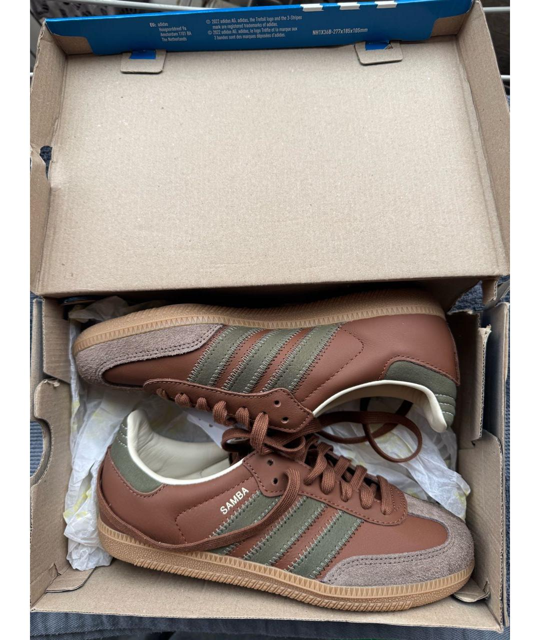 ADIDAS Коричневые кожаные кроссовки, фото 3