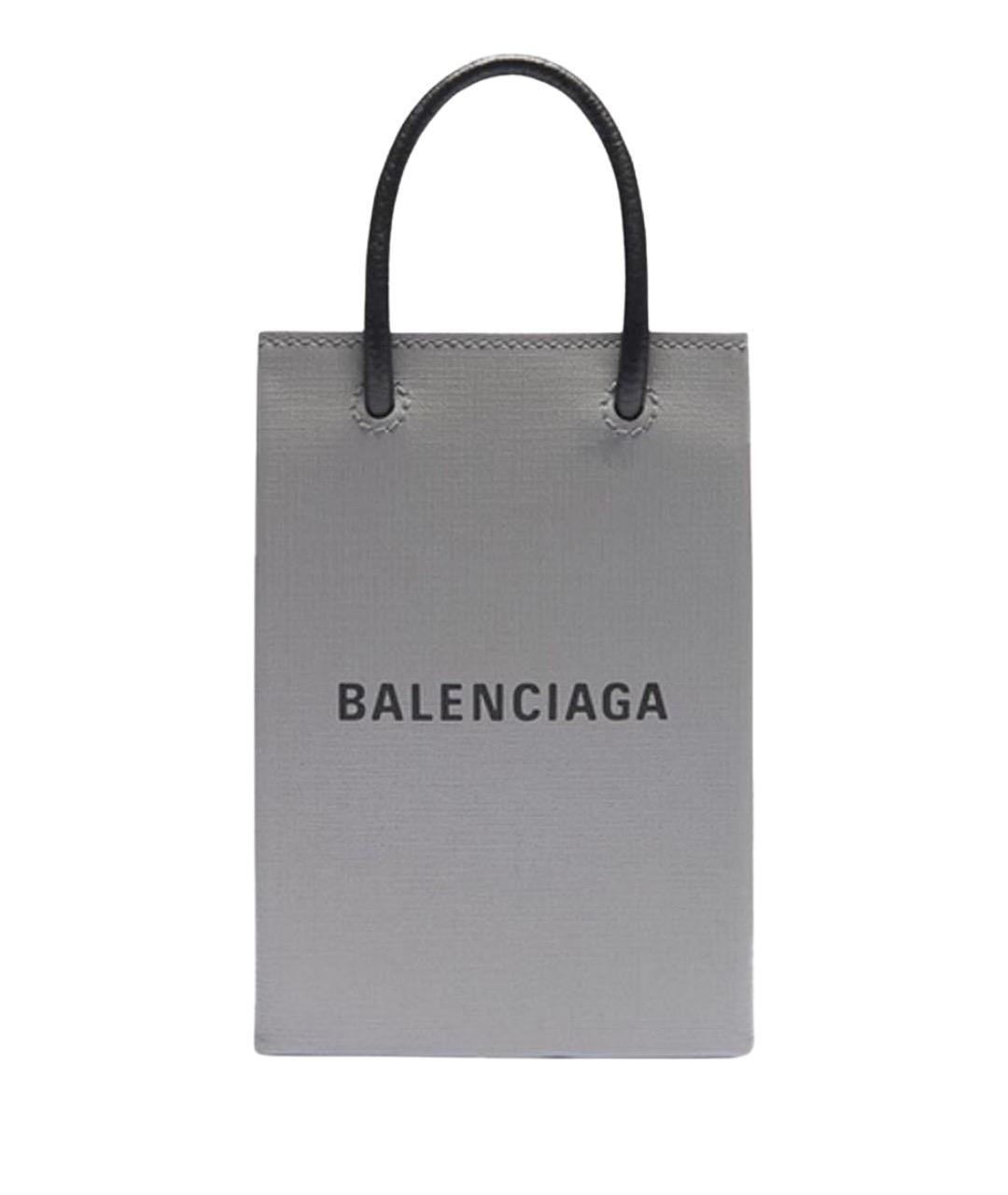 BALENCIAGA Серая кожаная сумка с короткими ручками, фото 1