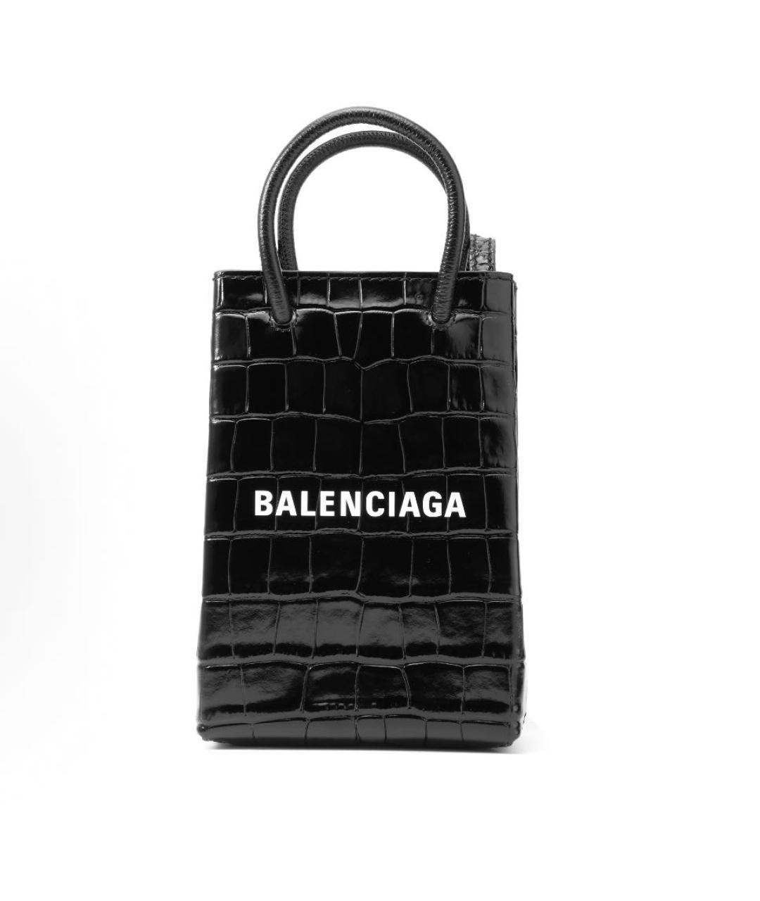 BALENCIAGA Черная сумка с короткими ручками из лакированной кожи, фото 5