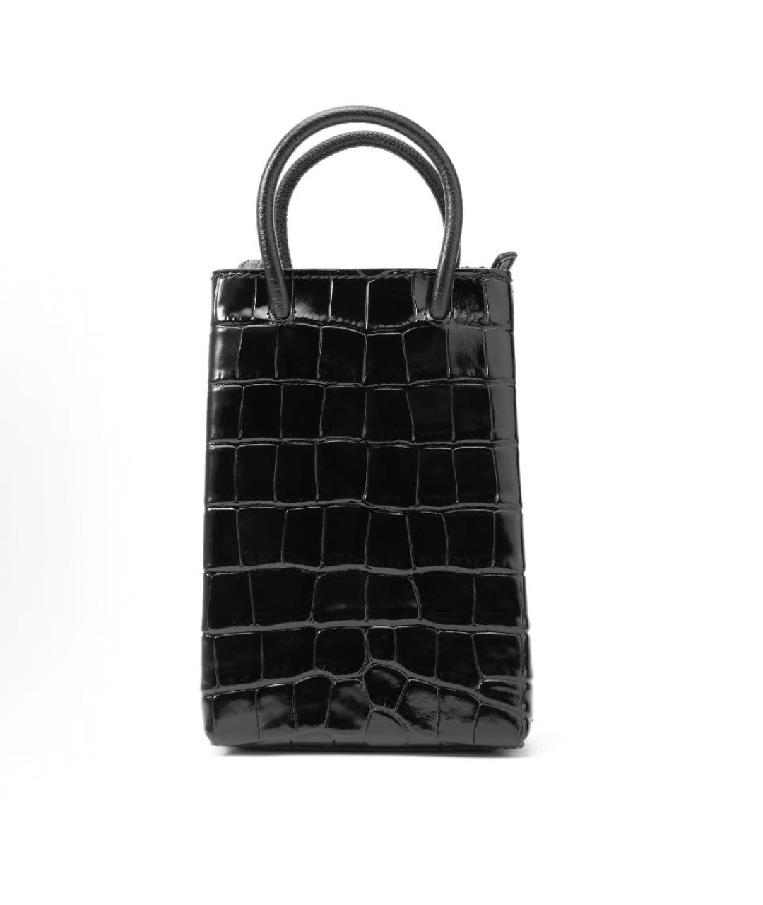 BALENCIAGA Черная сумка с короткими ручками из лакированной кожи, фото 3