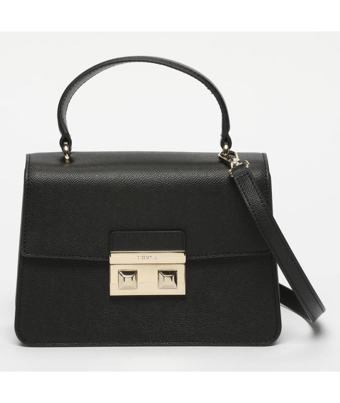 FURLA Черная кожаная сумка с короткими ручками, фото 7