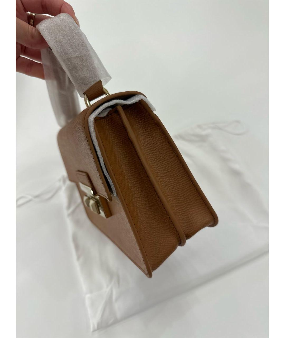 FURLA Коричневая кожаная сумка с короткими ручками, фото 3