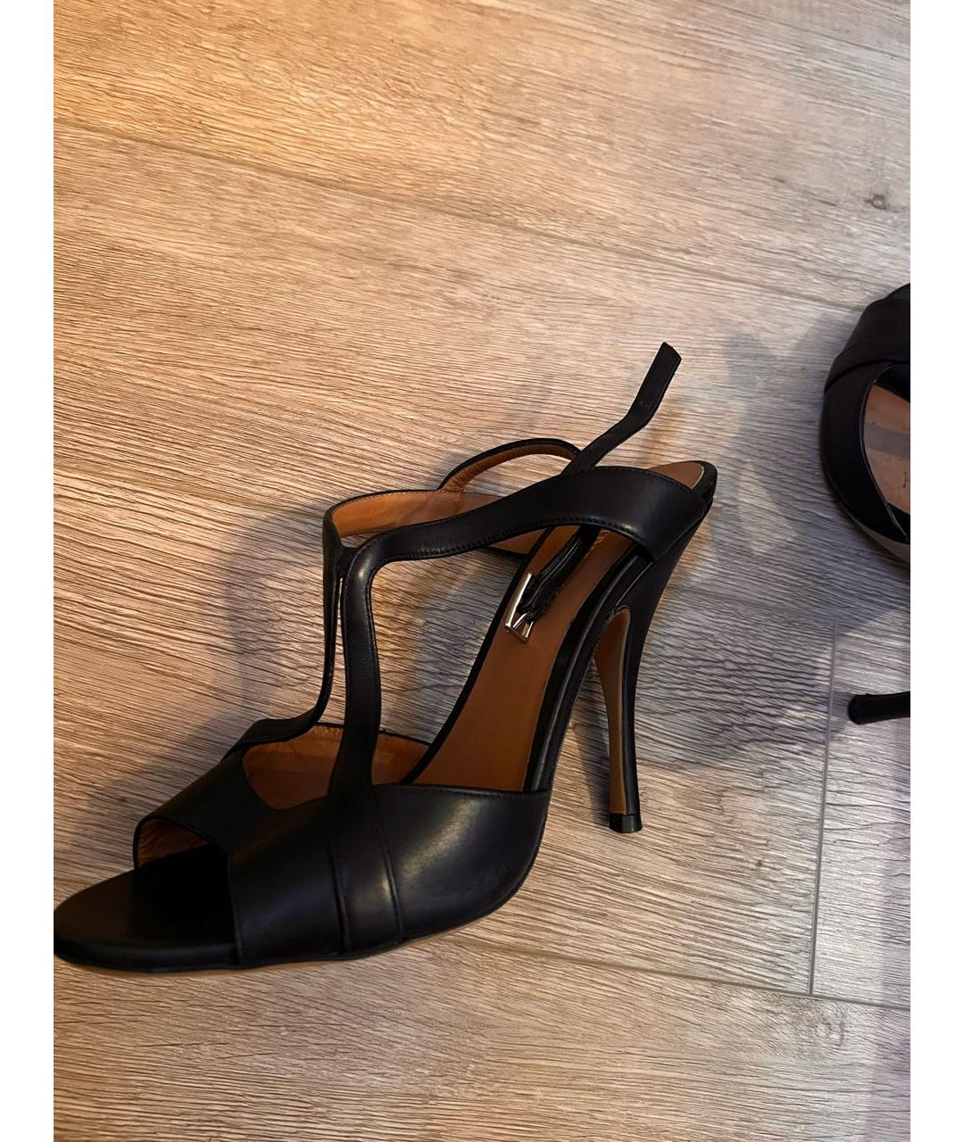 EMPORIO ARMANI Черные кожаные босоножки, фото 8