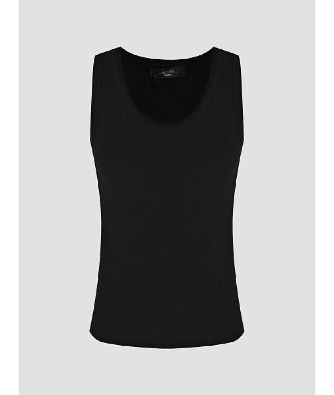 WEEKEND MAX MARA Черная хлопковая майка, фото 6