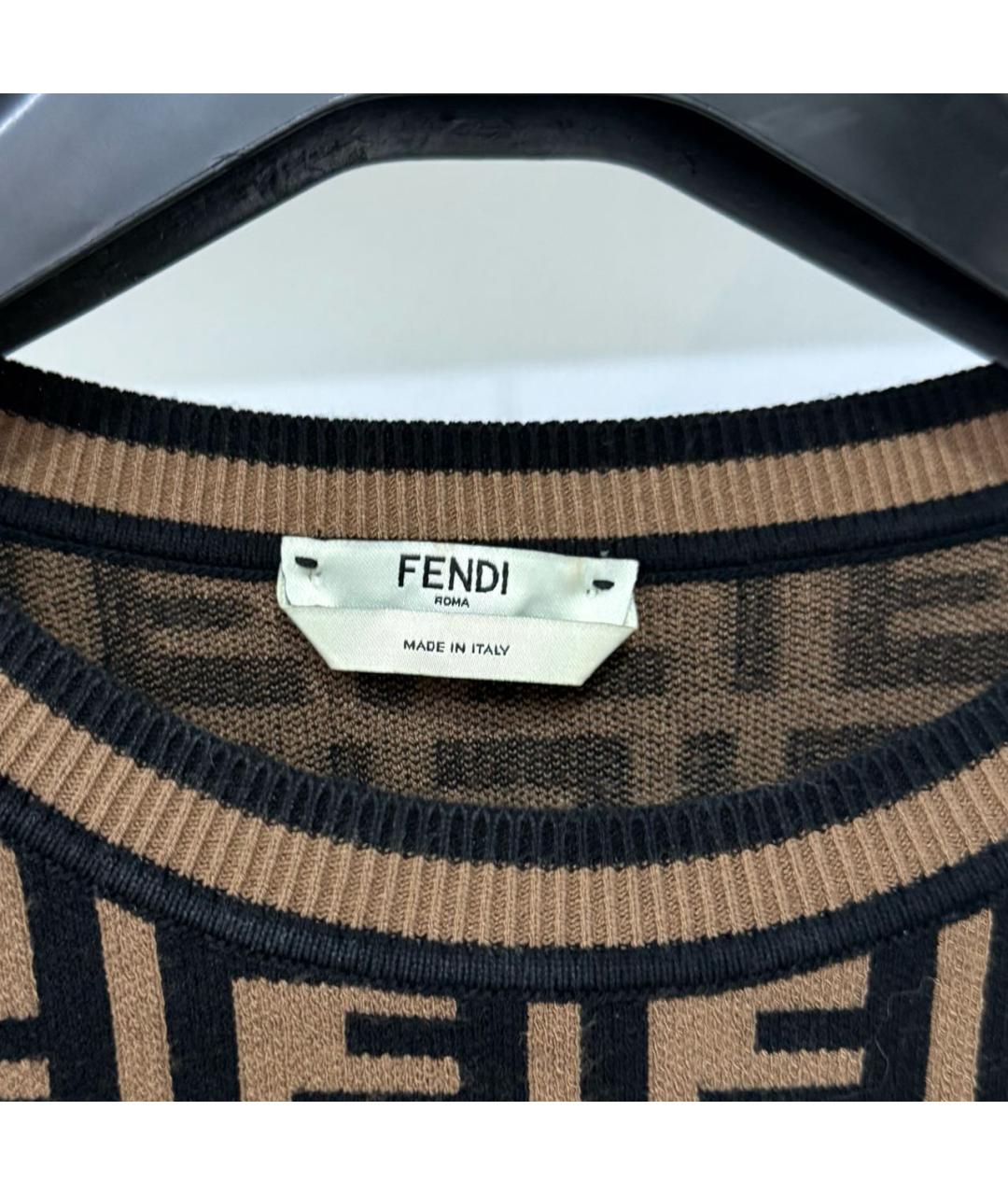 FENDI Коричневое вискозное повседневное платье, фото 5
