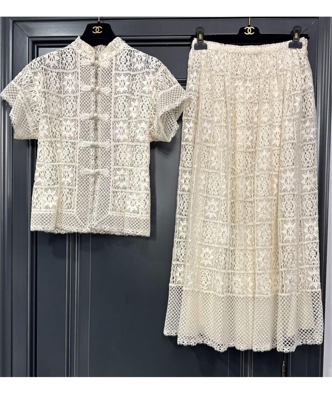 CHRISTIAN DIOR Белый хлопковый костюм с юбками, фото 9