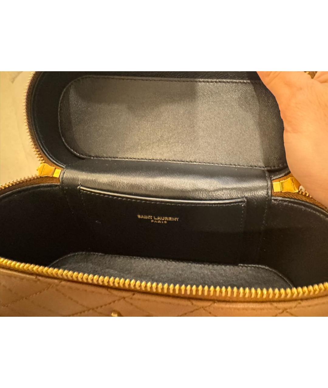 SAINT LAURENT Коричневая кожаная сумка через плечо, фото 4