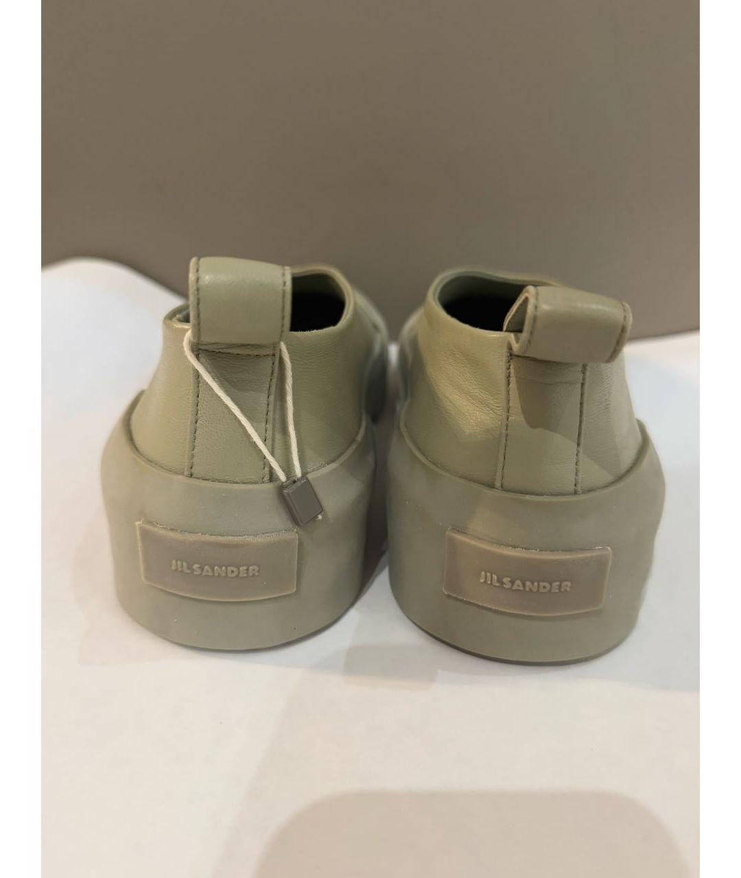 JIL SANDER Зеленые кожаные слипоны, фото 4