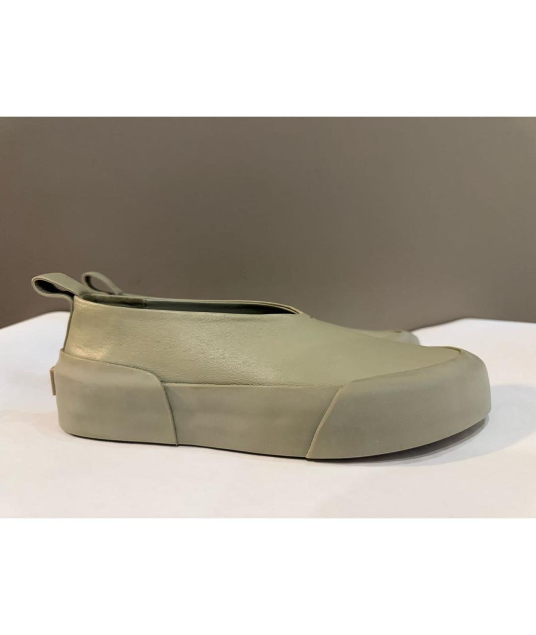 JIL SANDER Зеленые кожаные слипоны, фото 8