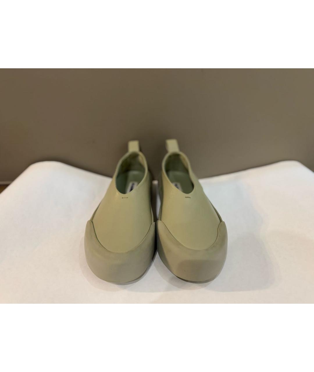 JIL SANDER Зеленые кожаные слипоны, фото 2