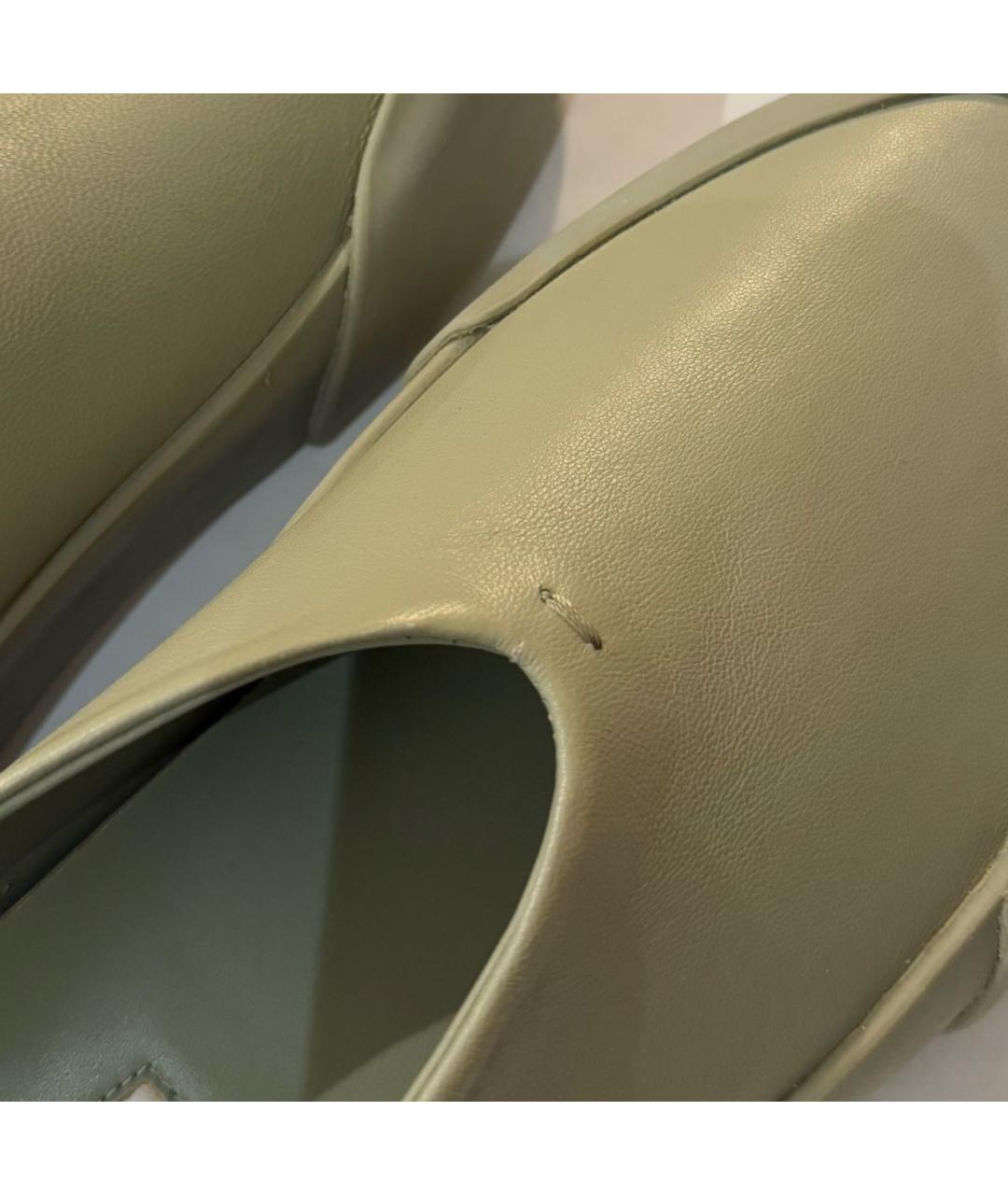 JIL SANDER Зеленые кожаные слипоны, фото 7
