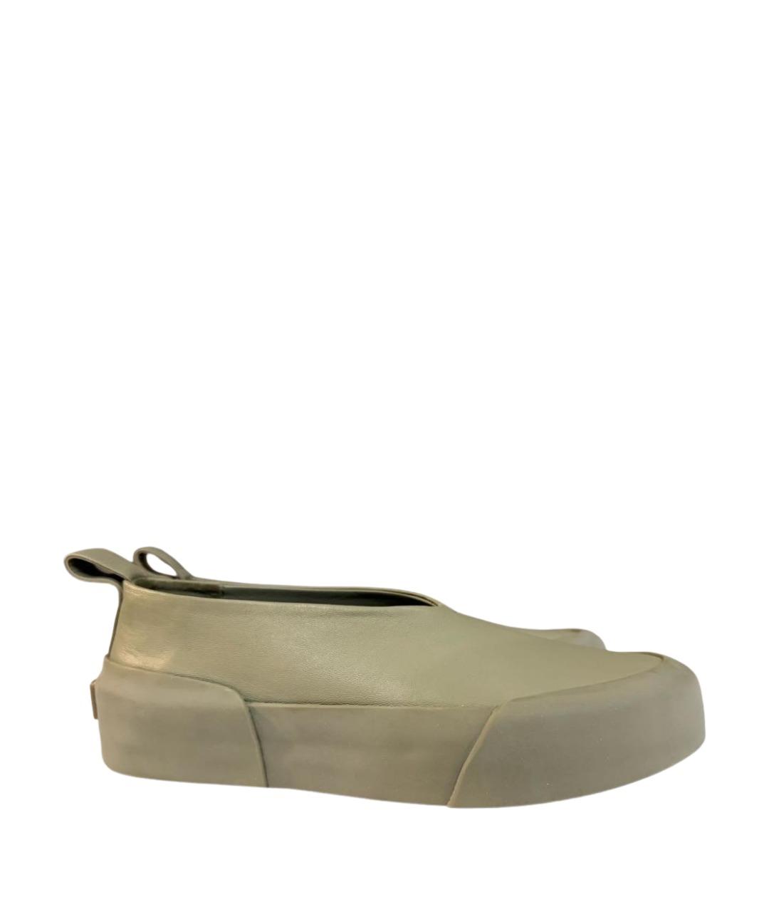 JIL SANDER Зеленые кожаные слипоны, фото 1