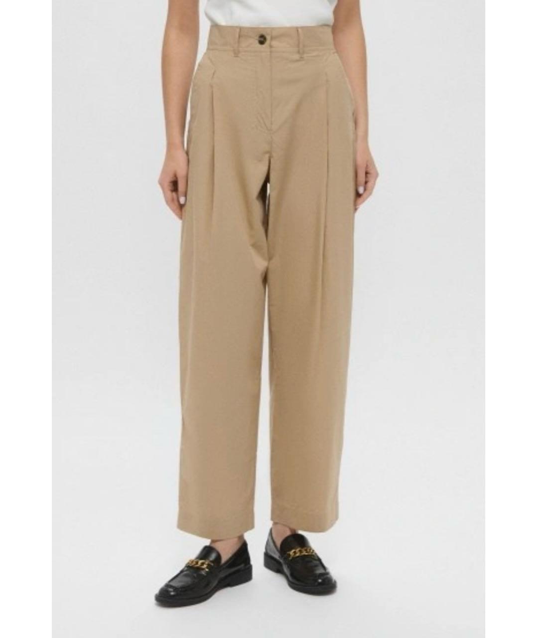 WEEKEND MAX MARA Бежевые хлопковые брюки широкие, фото 5